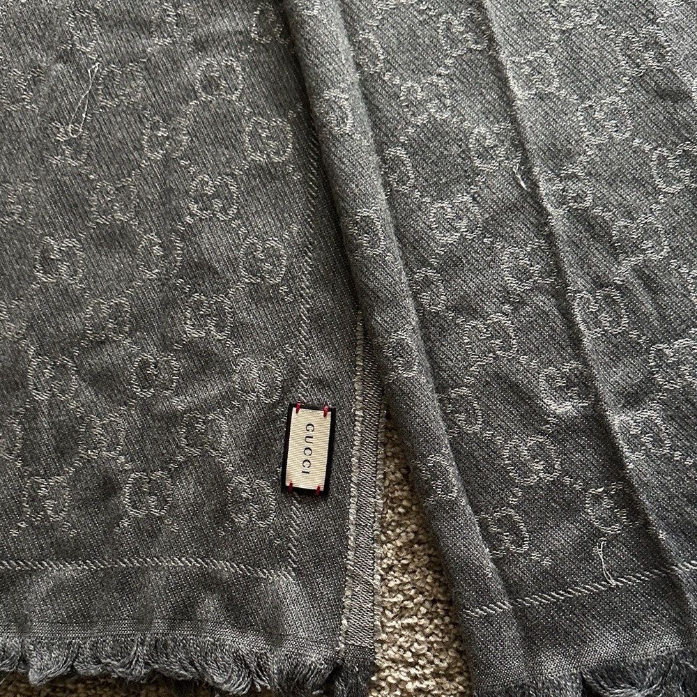 Gucci Charcoal Monogrammed Scarf - Picture 8 of 8